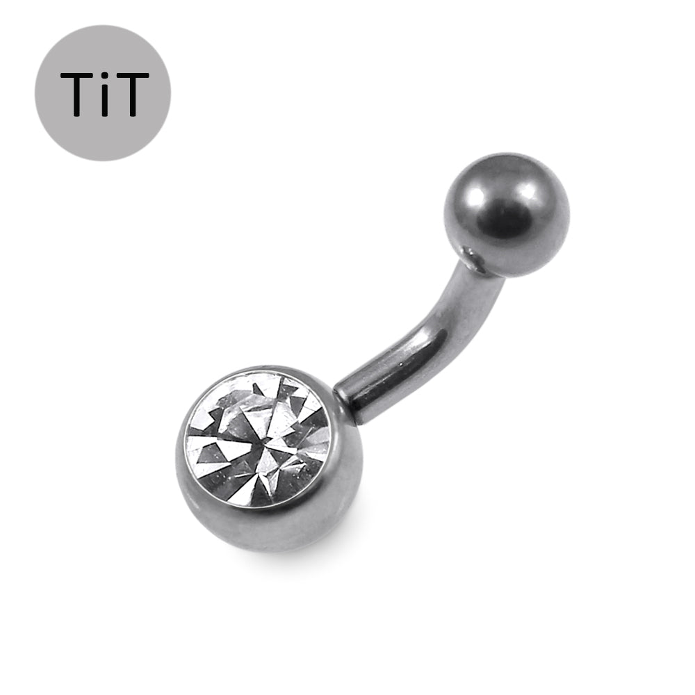 G23 Titanium Single Jewelled  Belly Banana Ring - Monster Piercing