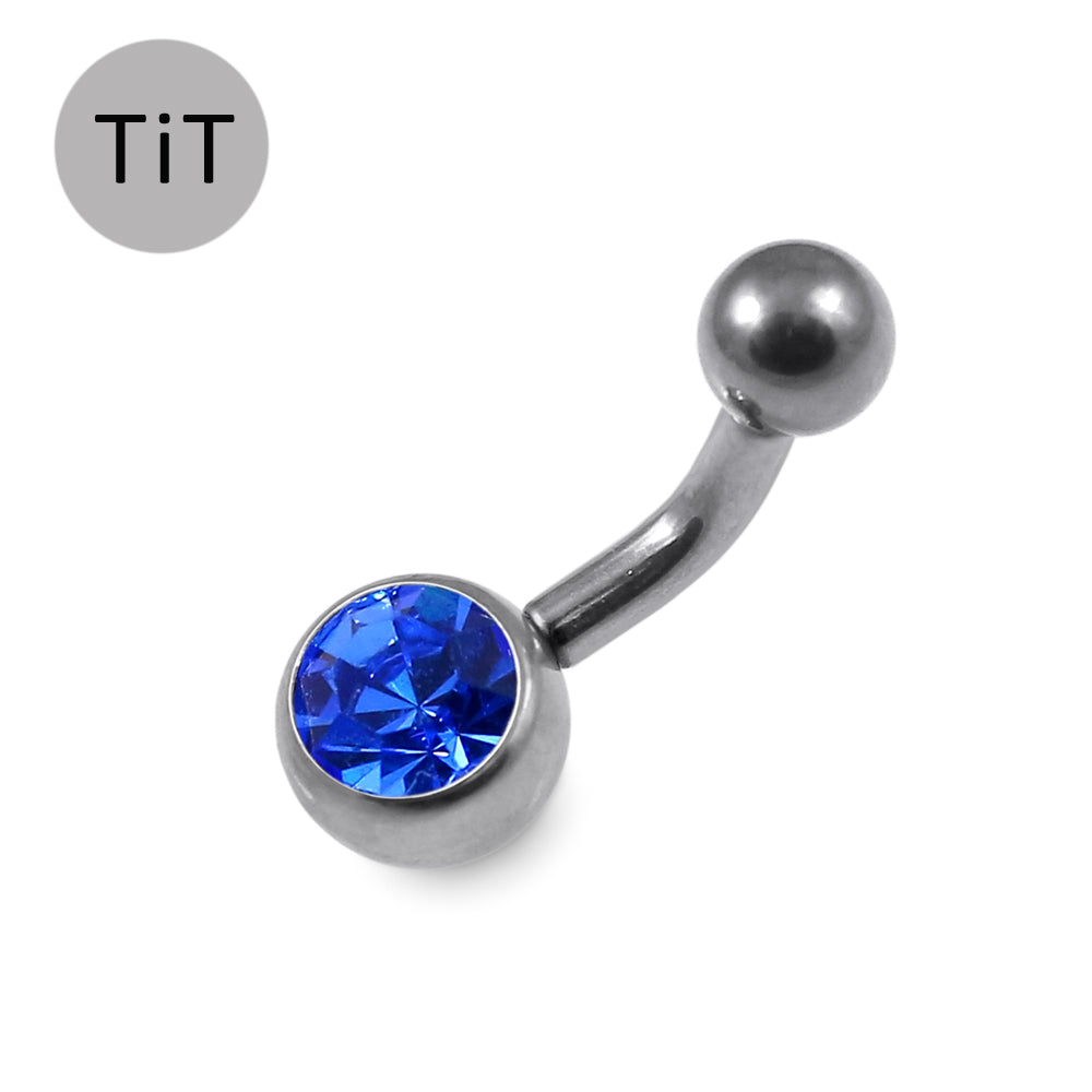 G23 Titanium Single Jewelled  Belly Banana Ring - Monster Piercing