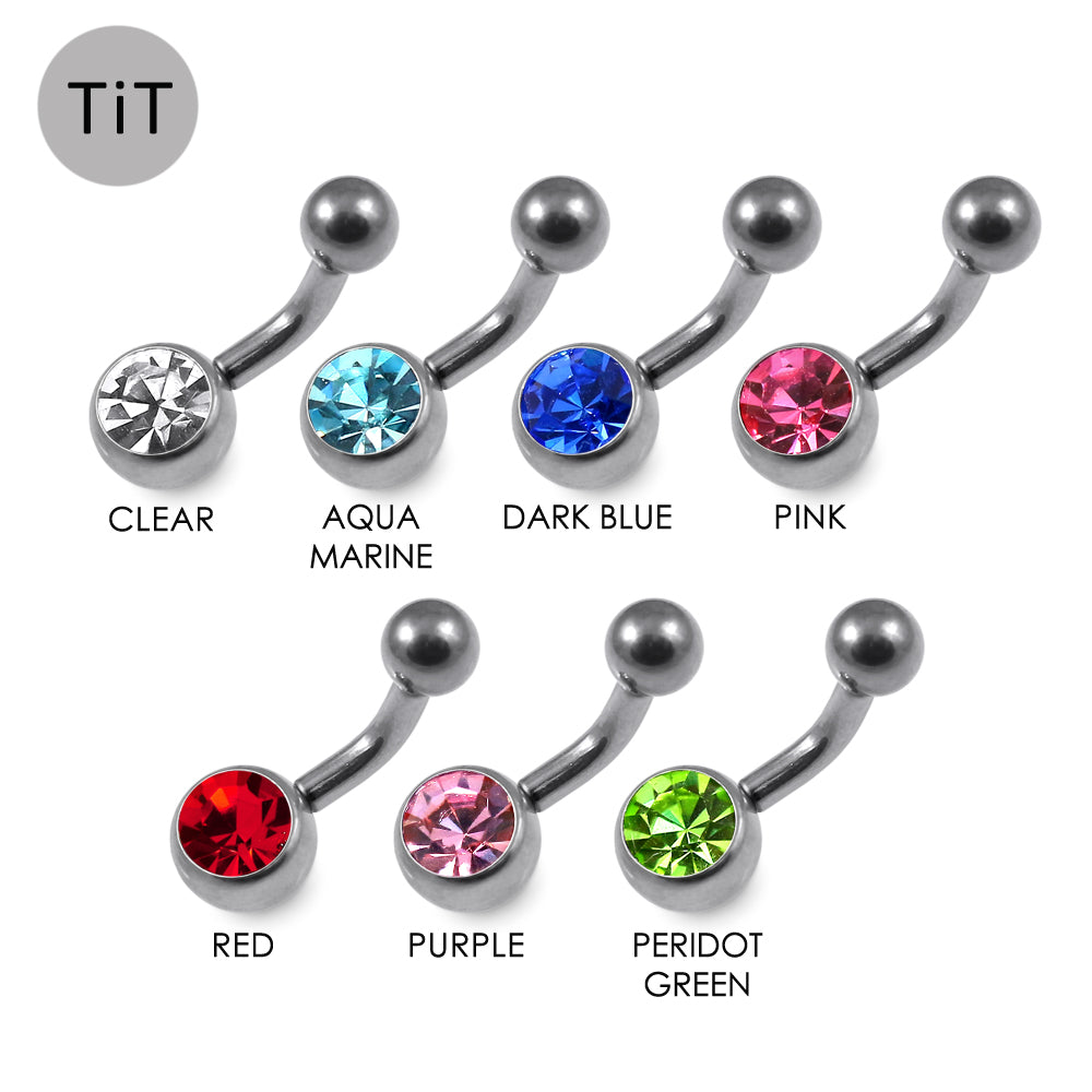 G23 Titanium Single Jewelled  Belly Banana Ring - Monster Piercing