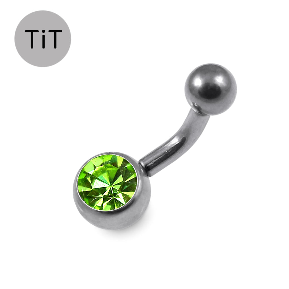 G23 Titanium Single Jewelled  Belly Banana Ring - Monster Piercing