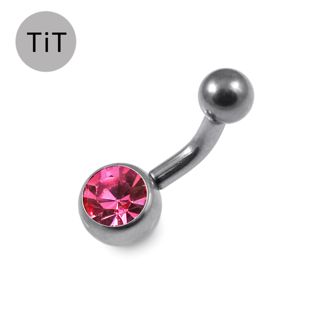 G23 Titanium Single Jewelled  Belly Banana Ring - Monster Piercing