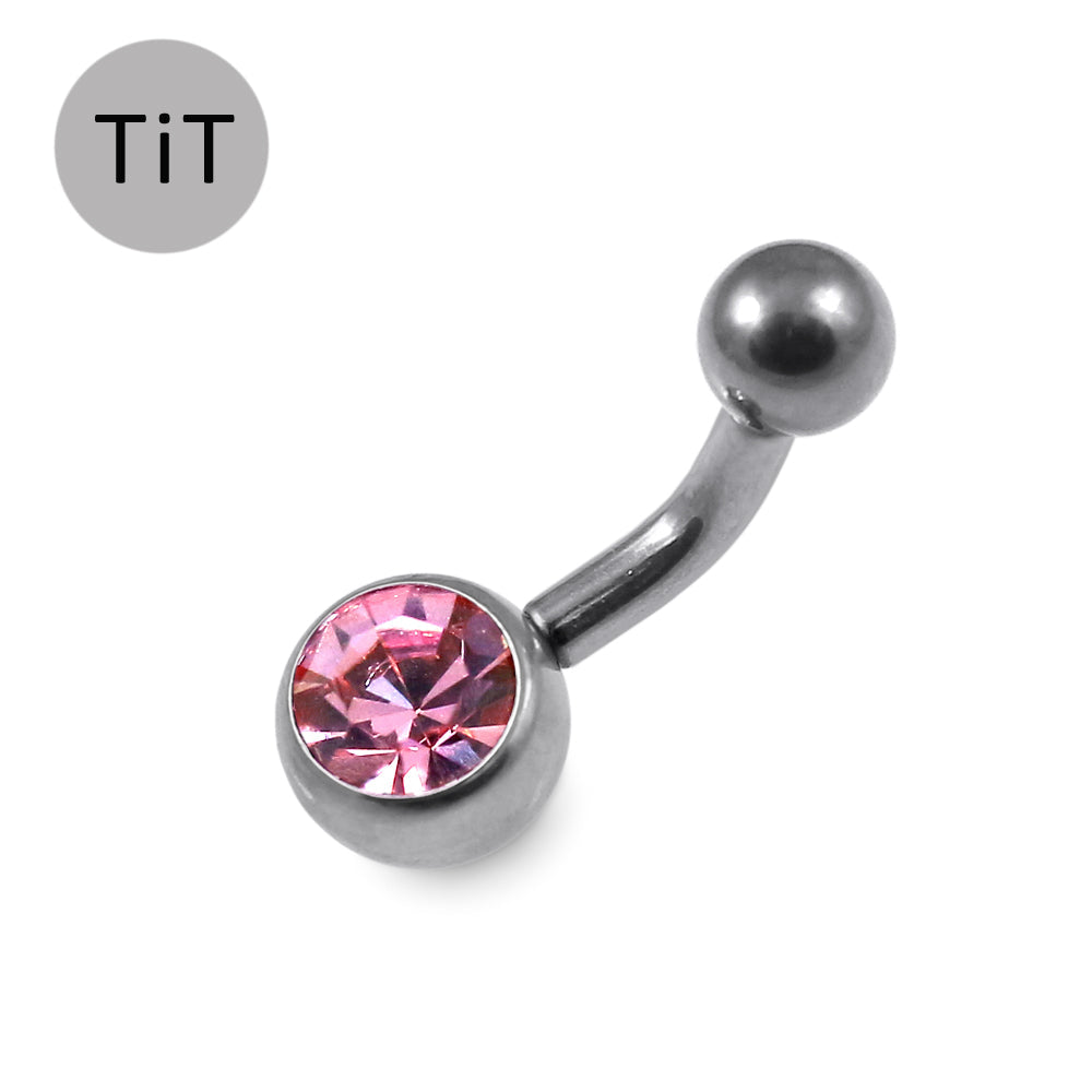 G23 Titanium Single Jewelled  Belly Banana Ring - Monster Piercing