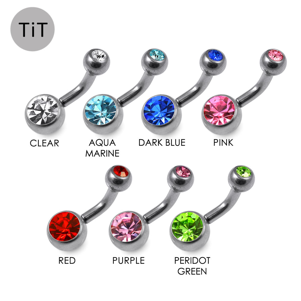 G23 Titanium Double Jewelled  Belly Banana Ring - Monster Piercing