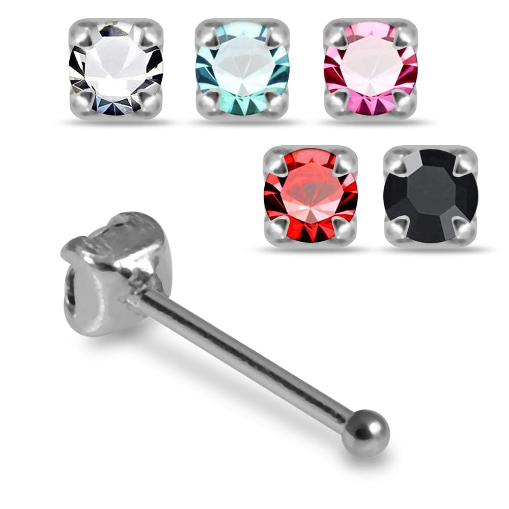 925 Sterling Silver 5pcs Round CZ Ball End Nose stud Box - Monster Piercing
