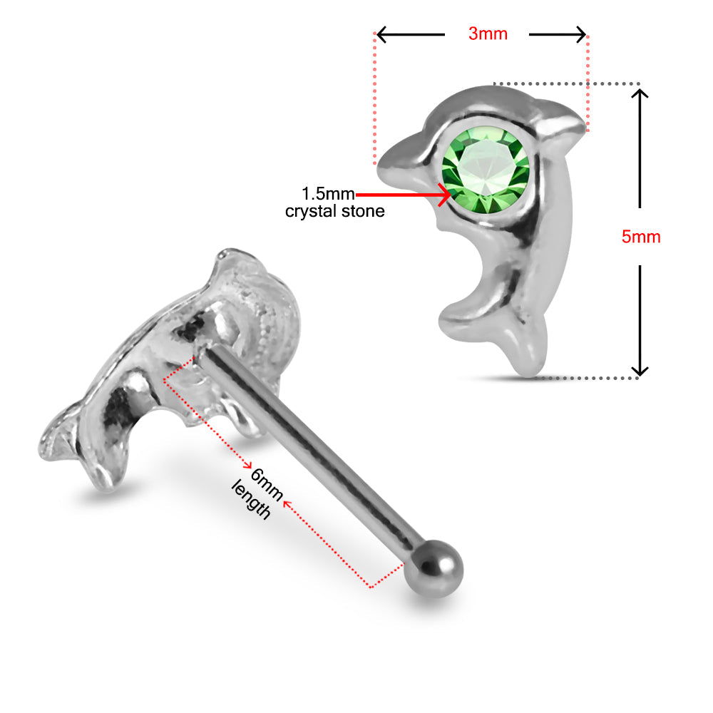 925 Sterling Silver 5pcs Jewelled Dolphin Nose Bone Box - Monster Piercing