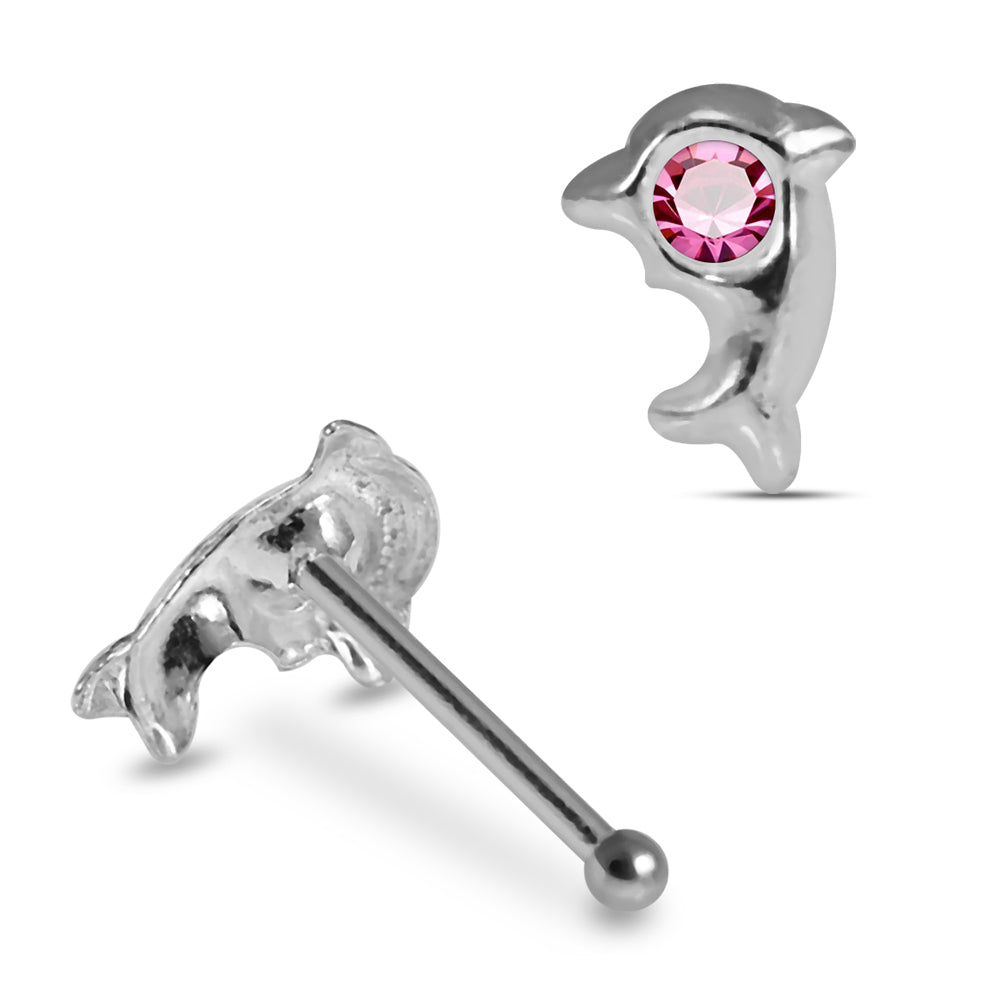 925 Sterling Silver 5pcs Jewelled Dolphin Nose Bone Box - Monster Piercing