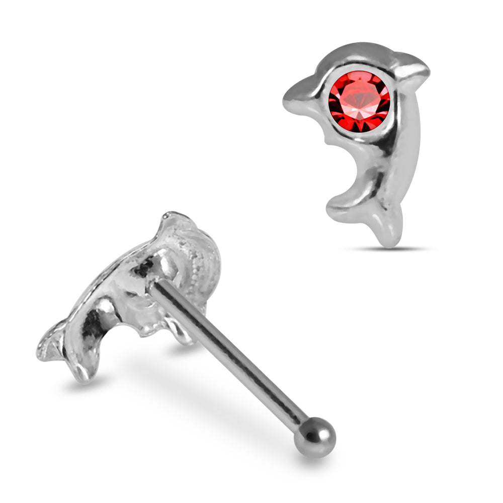 925 Sterling Silver 5pcs Jewelled Dolphin Nose Bone Box - Monster Piercing