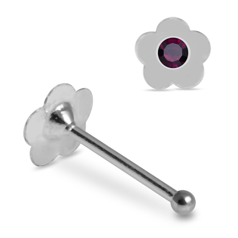 925 Sterling Silver 10pcs Jewelled Flower Nose Bone Box - Monster Piercing