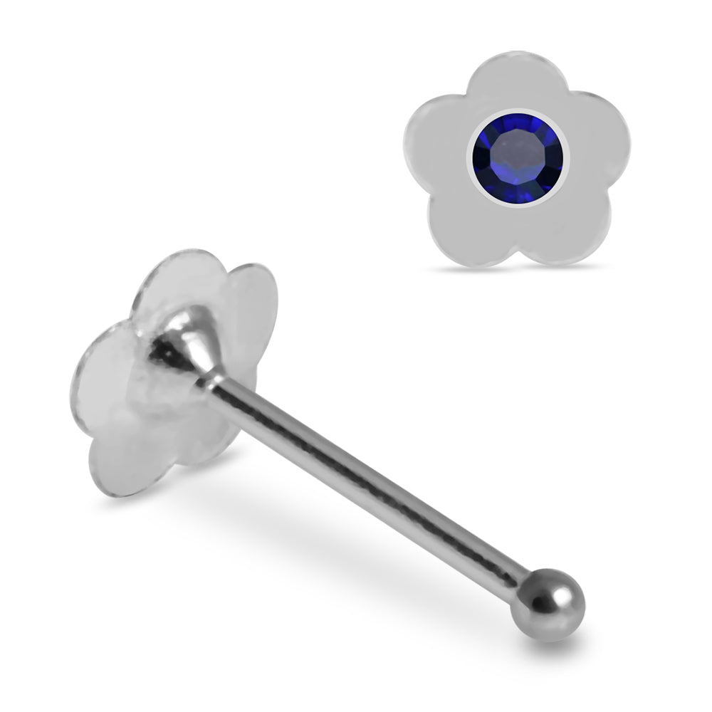 925 Sterling Silver 10pcs Jewelled Flower Nose Bone Box - Monster Piercing