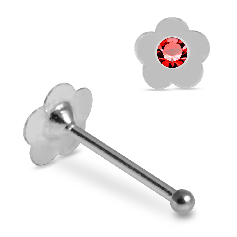 925 Sterling Silver 10pcs Jewelled Flower Nose Bone Box - Monster Piercing