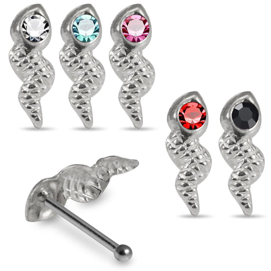 925 Sterling Silver 5pcs CZ Jewelled Snake Nose Bone Box - Monster Piercing