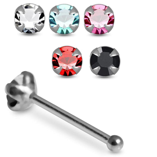 925 Sterling Silver 5pcs 2mm CZ Jewelled  Nose Bone Box - Monster Piercing