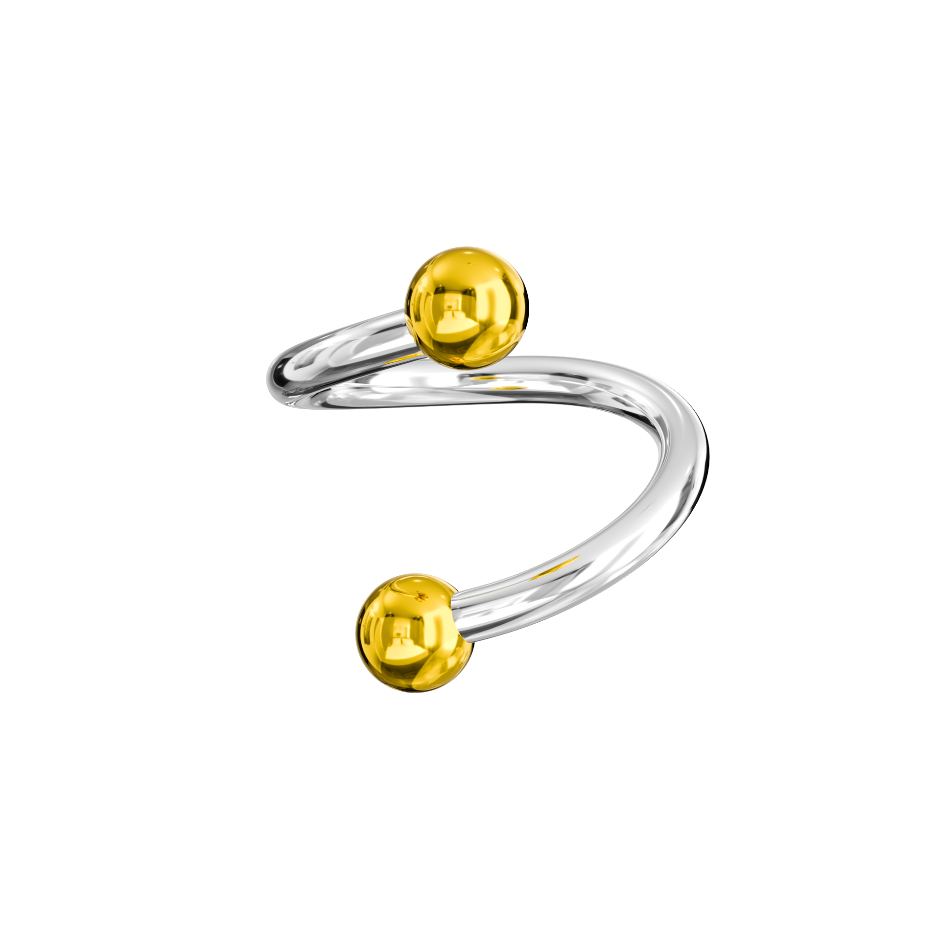 316L Surgical Steel Twisted Barbell with Anodised Ball - Yellow