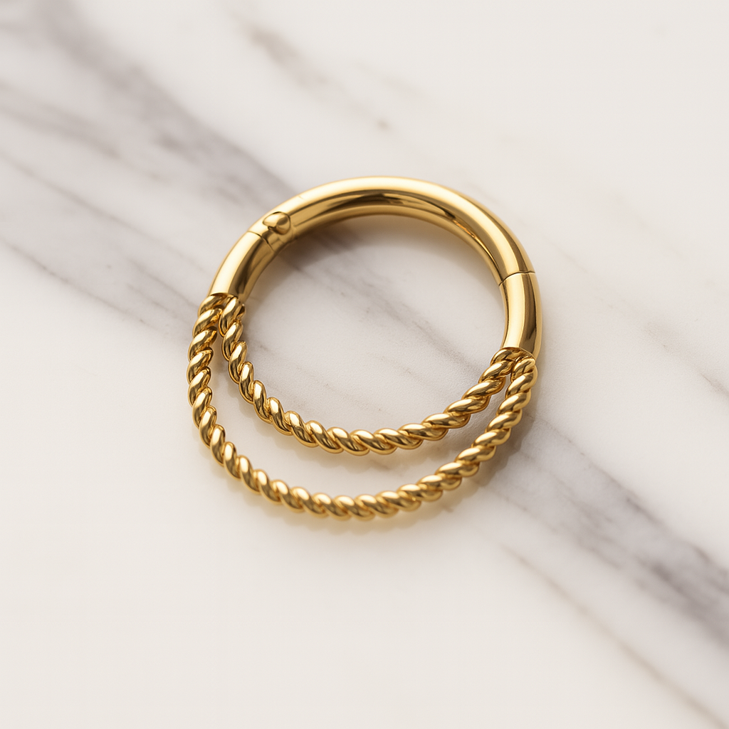 925 Sterling Silver Twisted Double Segment Clicker Ring - Monster Piercing