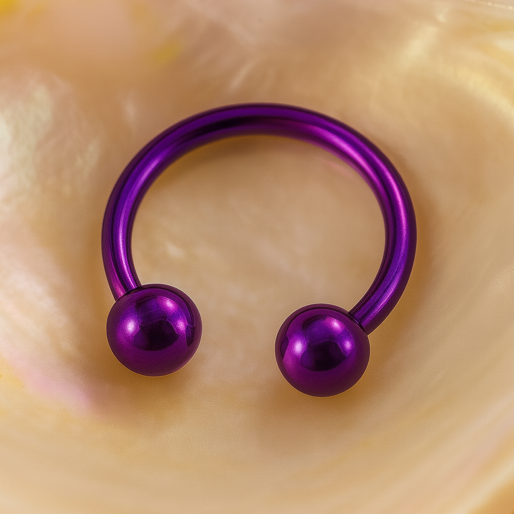 316L Surgical Steel Purple Horseshoe CBB with Ball - Monster Piercing