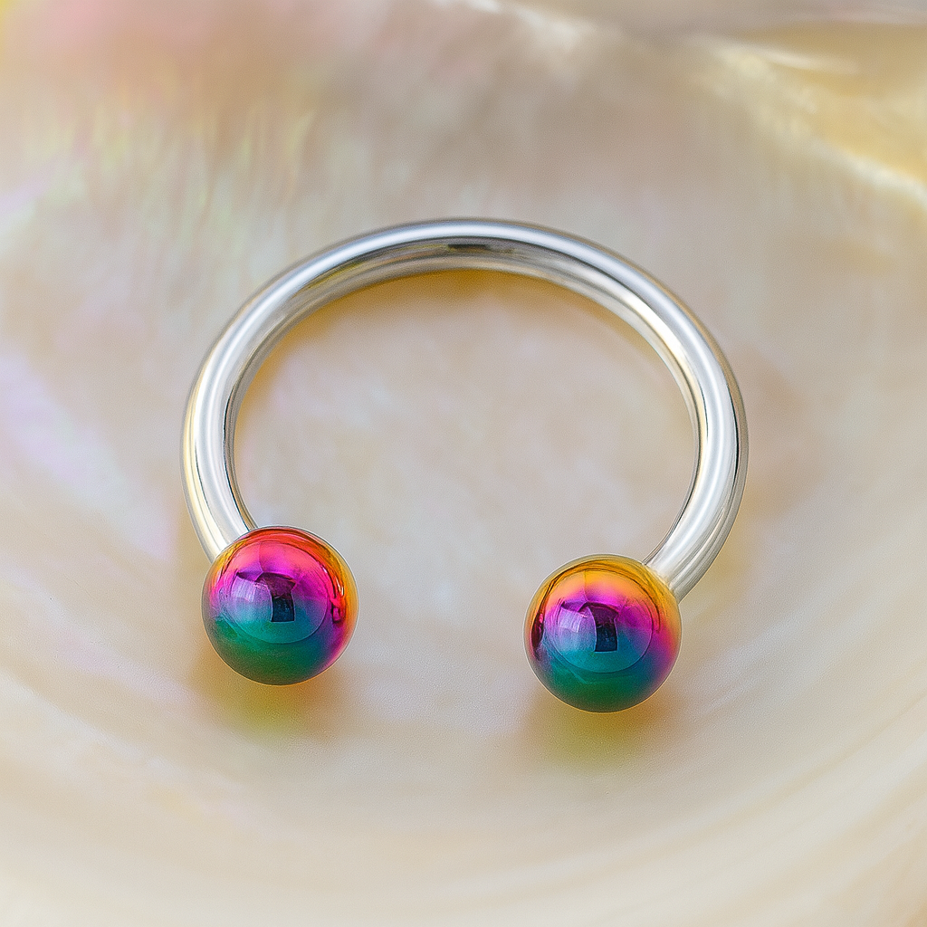 316L Surgical Steel Circular Barbell with Anodised Ball - Monster Piercing