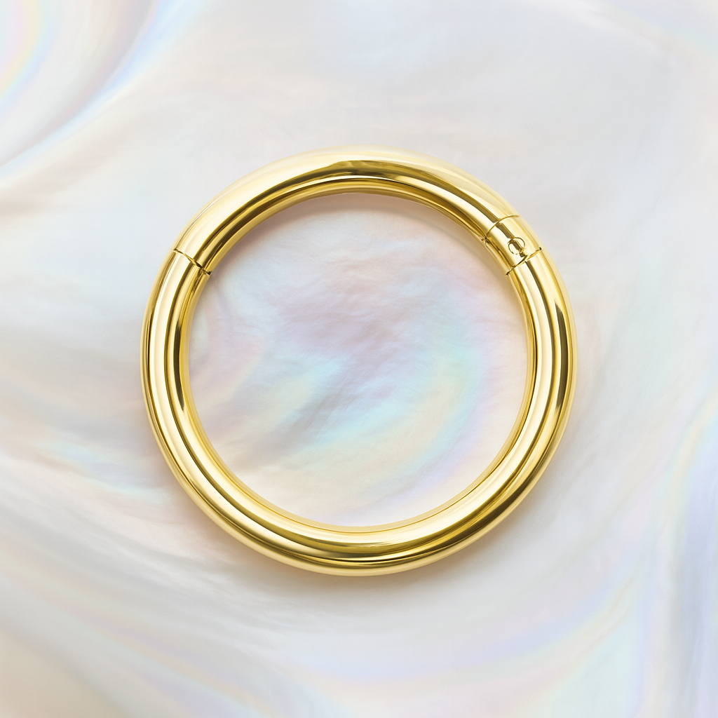 14K Gold Classic Hinged Segment Clicker Ring - Monster Piercing