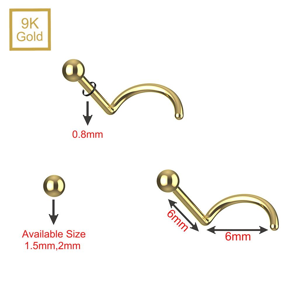 9K Gold Nose Screw - Monster Piercing