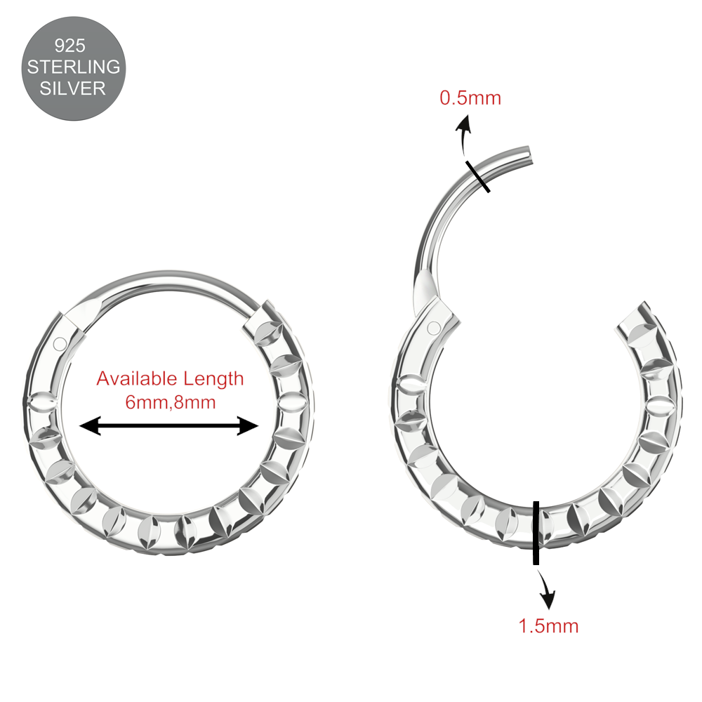 925 Sterling Silver Laser Cut Hoop Ring - Monster Piercing