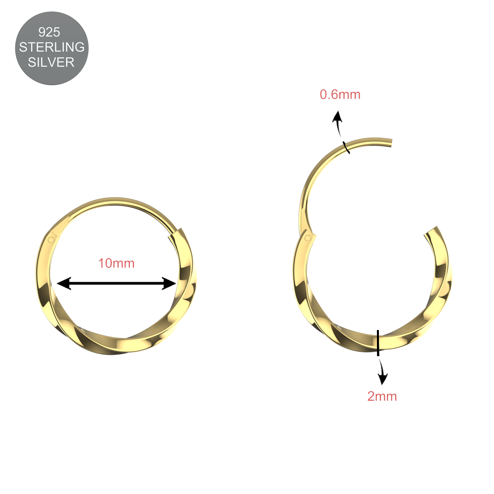 925 Sterling Silver Twisted Hoop Earrings - Monster Piercing