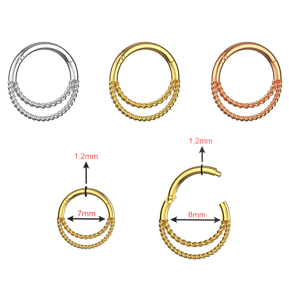 925 Sterling Silver Twisted Double Segment Clicker Ring - Monster Piercing