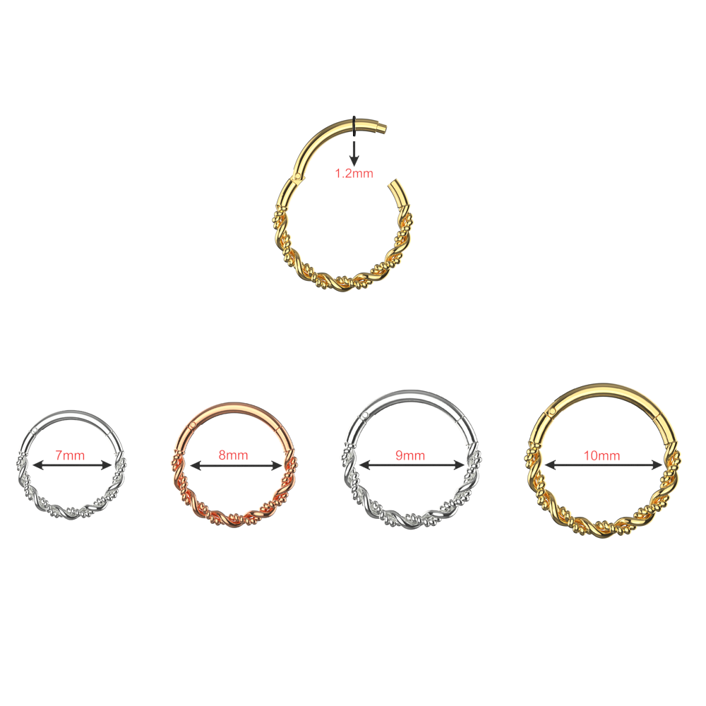 925 Sterling Silver Twisted Style Segment Clicker Ring - Monster Piercing