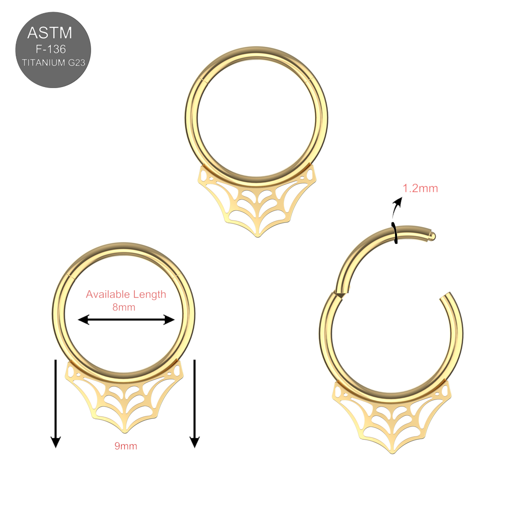 Titanium Spider Web Clicker Ring dimensions