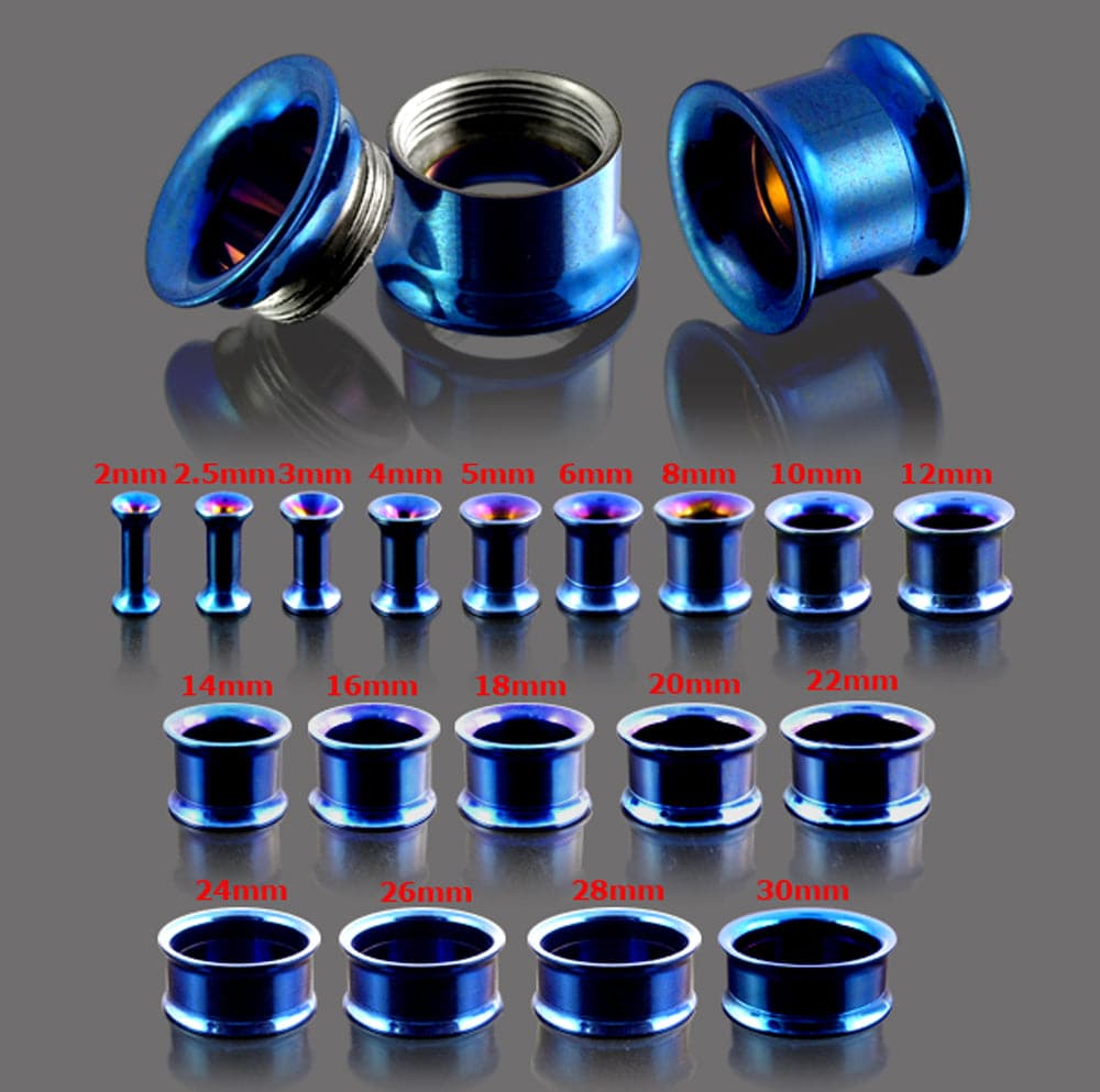 316L Surgical Steel Double Flared Dark Blue Internally Threaded Tunnel - Monster Piercing