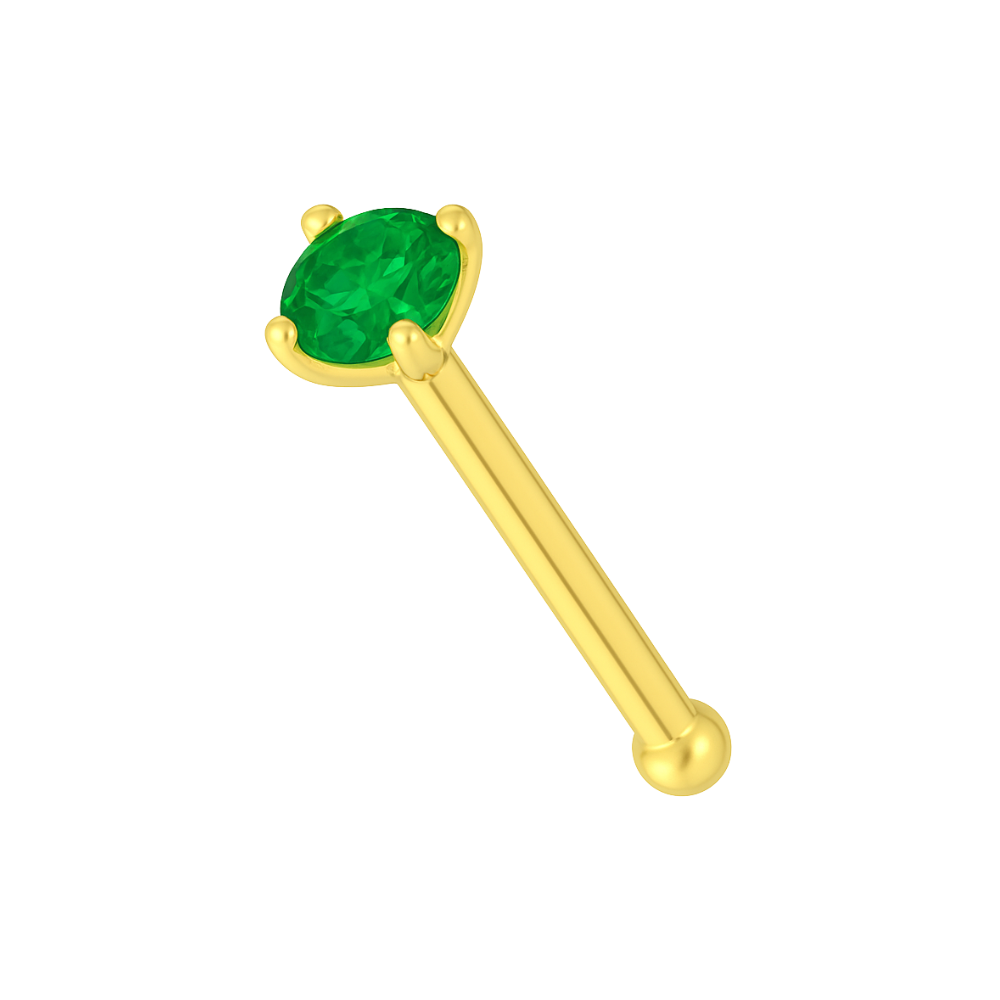 9K Gold with Colourful Crystal Stone Jewelled in Prong set Nose Bone - Monster Piercing