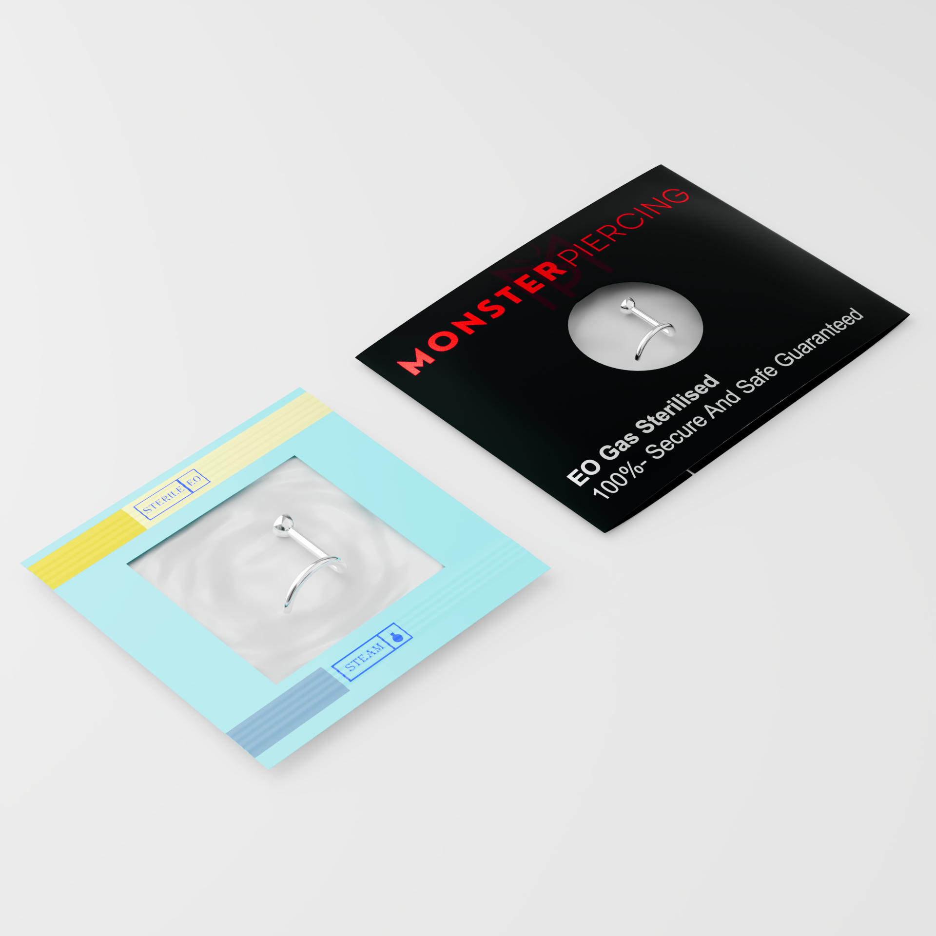 EO Gas Sterilised 316L Surgical Steel CZ Jewelled Nose Screw - Monster Piercing