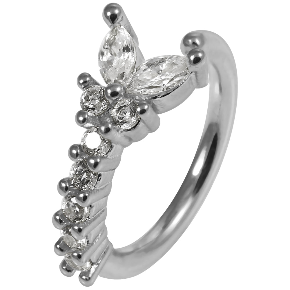 316L Surgical Steel CZ Jewelled Butterfly Open Hoop Ring - Monster Piercing