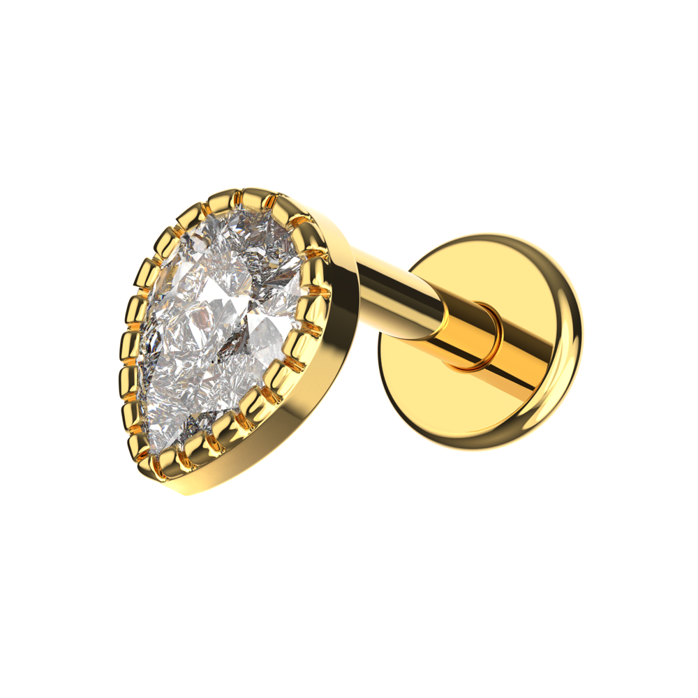 316L Surgical Steel Tear Drop Design Flatback Stud - Monster Piercing