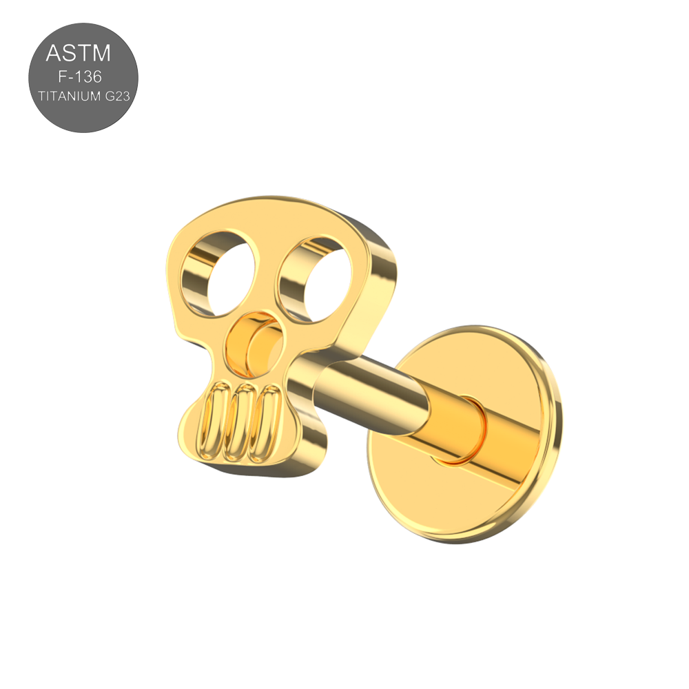 G23 Titanium Skull Internally Threaded Flatback Stud - Monster Piercing