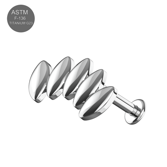 G23 Titanium 3D Marquise Leaf Internally Threaded Flatback Stud - Monster Piercing