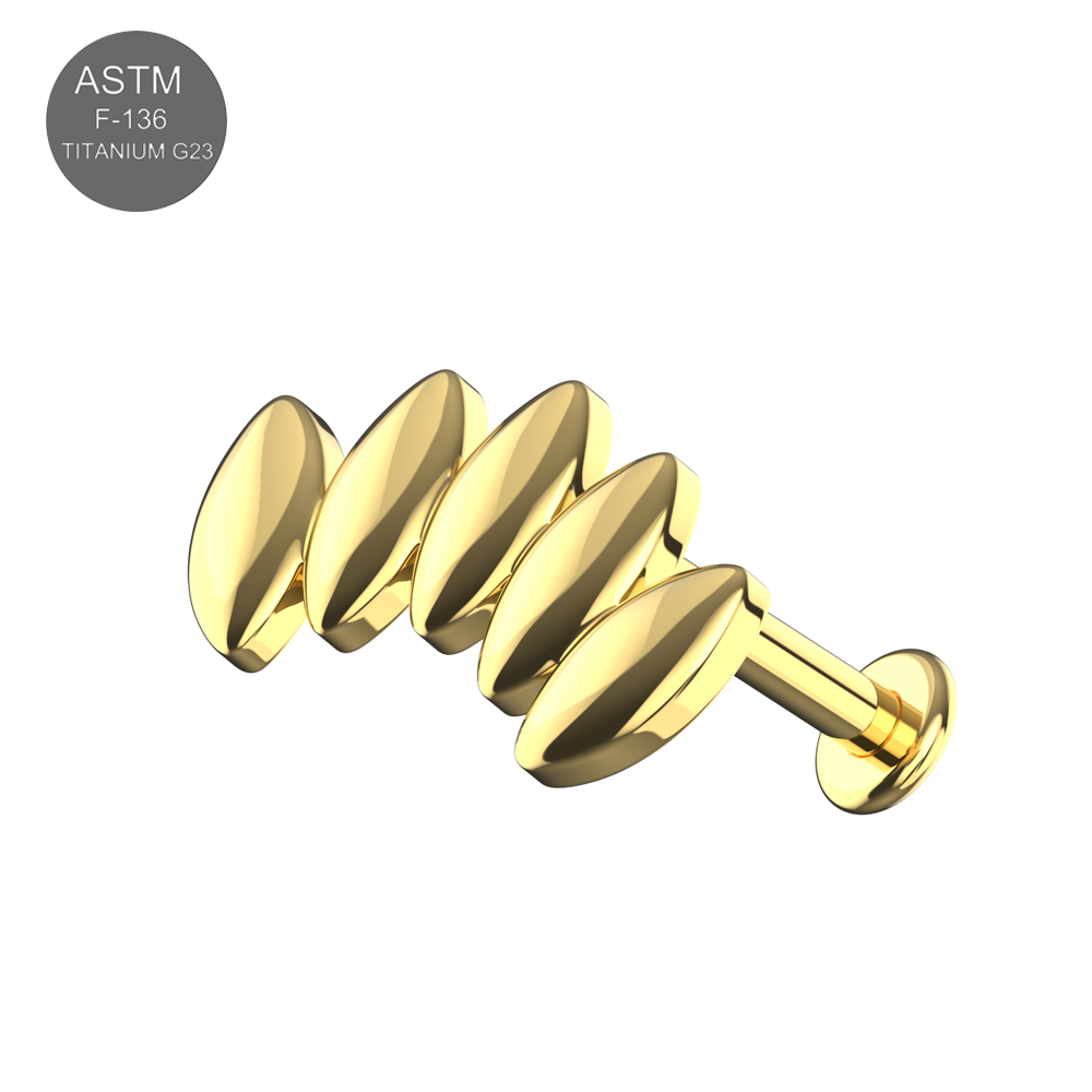 G23 Titanium 3D Marquise Leaf Internally Threaded Flatback Stud - Monster Piercing