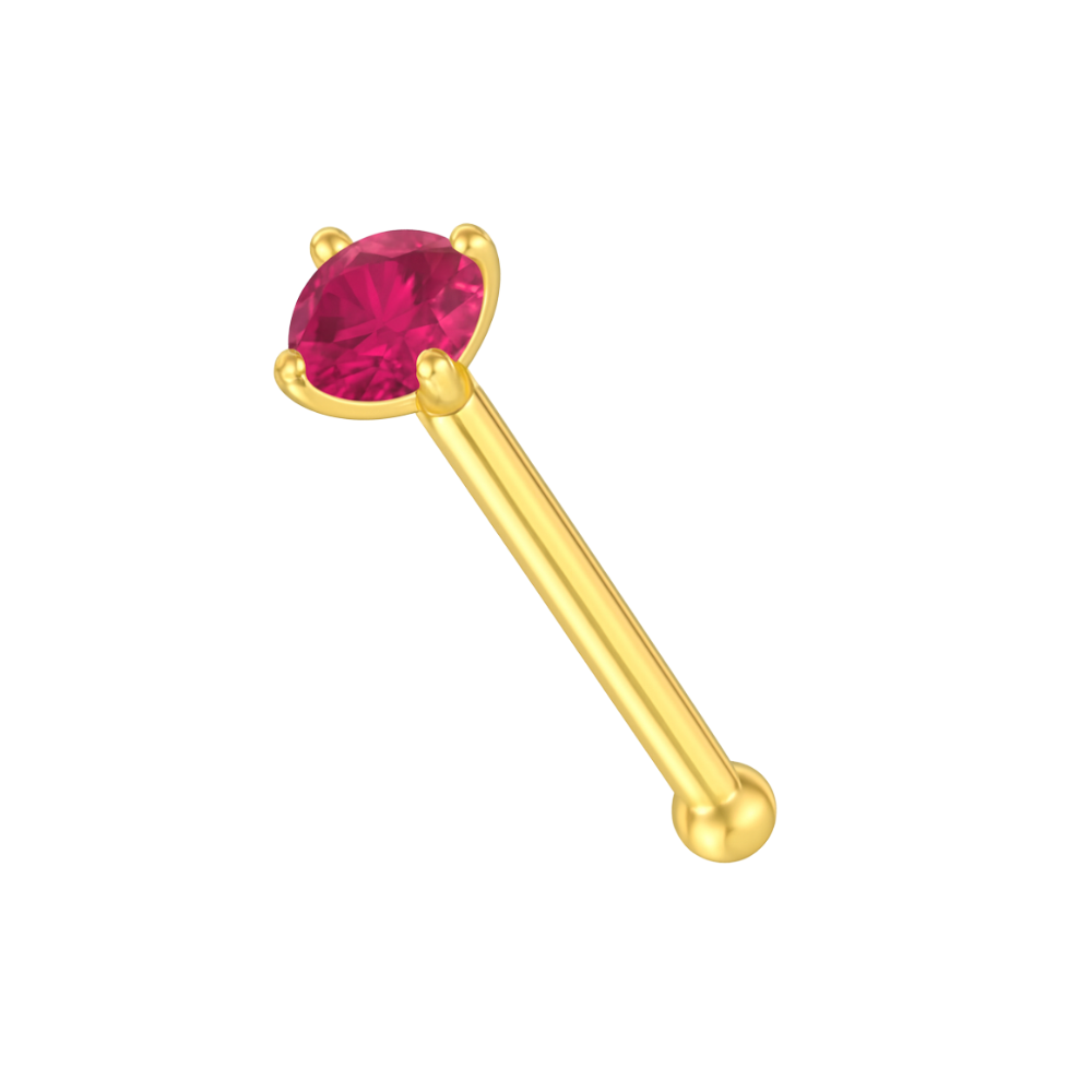 9K Gold with Colourful Crystal Stone Jewelled in Prong set Nose Bone - Monster Piercing