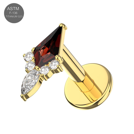 G23 Titanium Garnet Red Marquis and CZ Cluster Labret - Monster Piercing