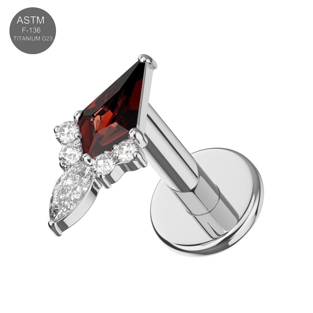 G23 Titanium Garnet Red Marquis and CZ Cluster Labret - Monster Piercing