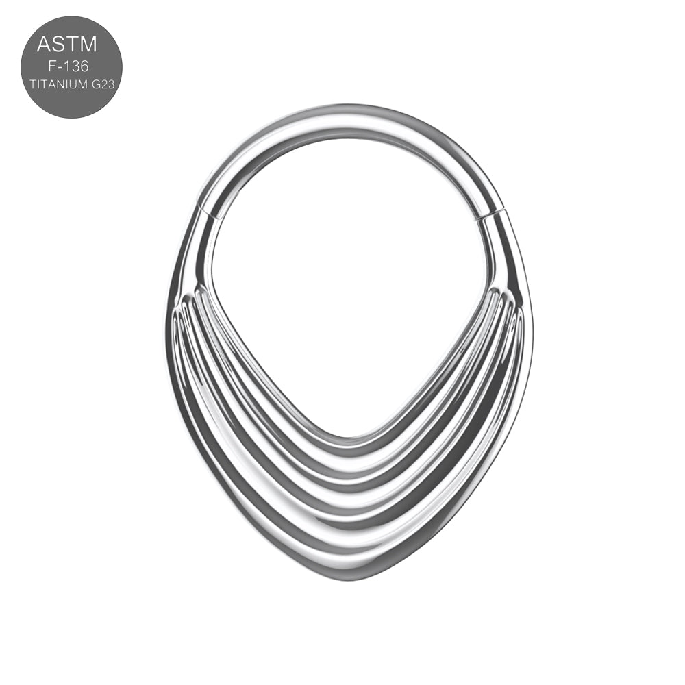 G23 Titanium Layered Teardrop Hinged Segment Clicker Ring - Monster Piercing