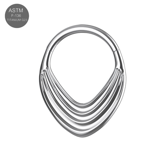 G23 Titanium Layered Teardrop Hinged Segment Clicker Ring - Monster Piercing