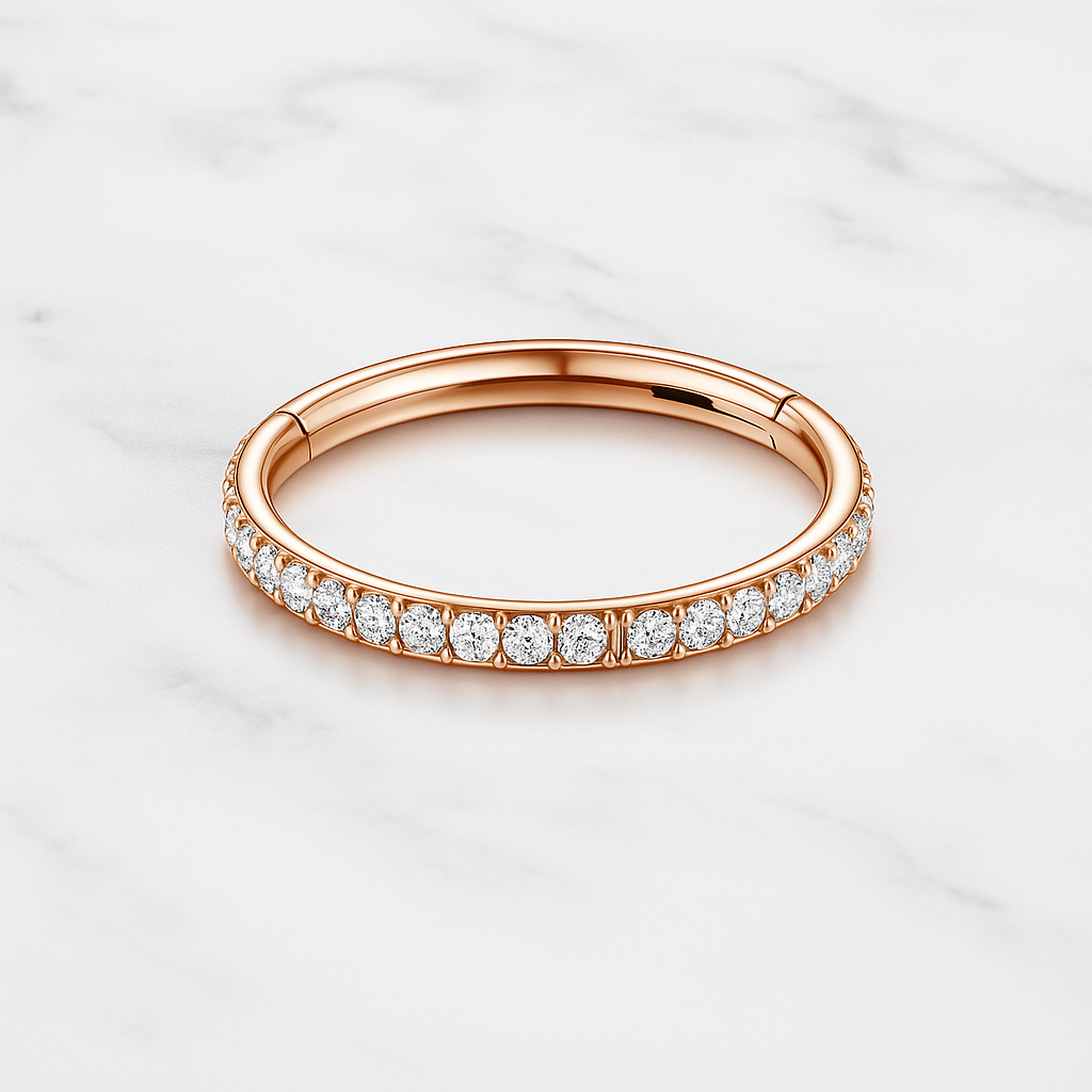 G23 Titanium Micro Setting CZ Stones in Hinged Segment Clicker Ring - Monster Piercing