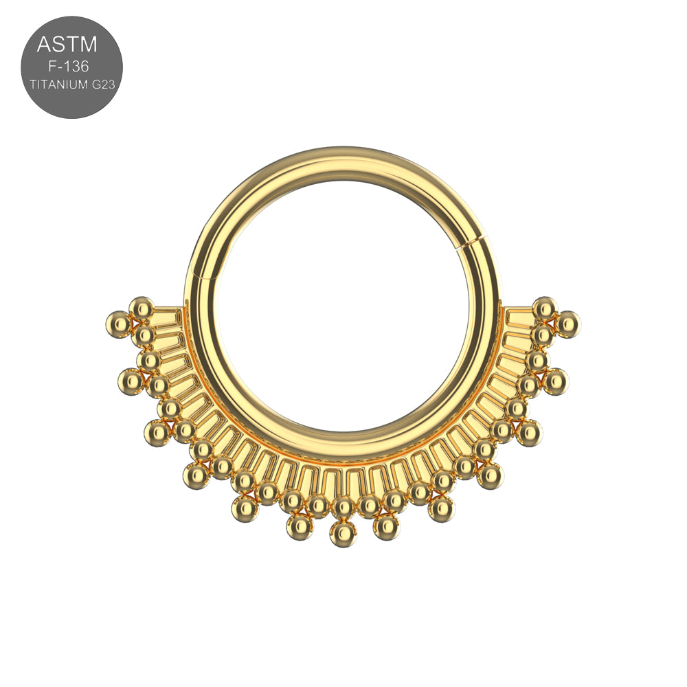 G23 Titanium Tribal Sunburst Hinged Segment Clicker Ring - Monster Piercing