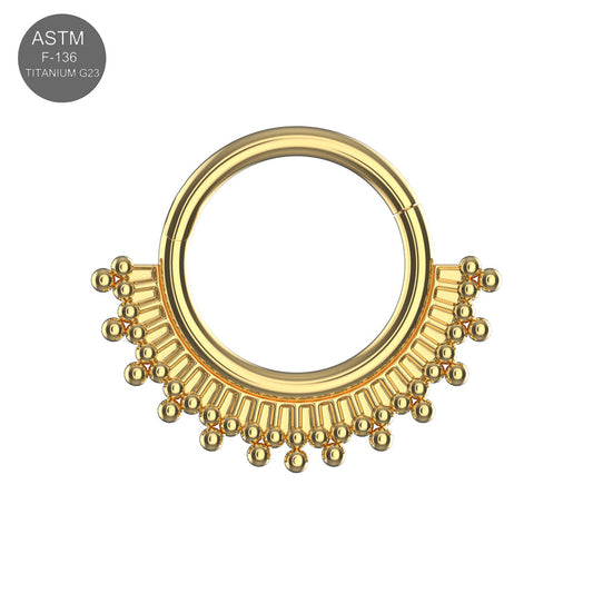 G23 Titanium Tribal Sunburst Hinged Segment Clicker Ring - Monster Piercing