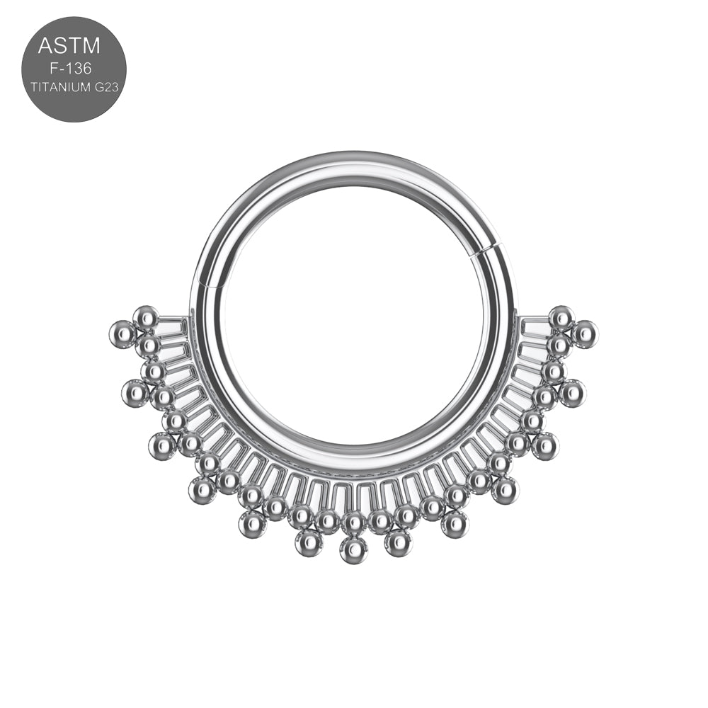 G23 Titanium Tribal Sunburst Hinged Segment Clicker Ring - Monster Piercing