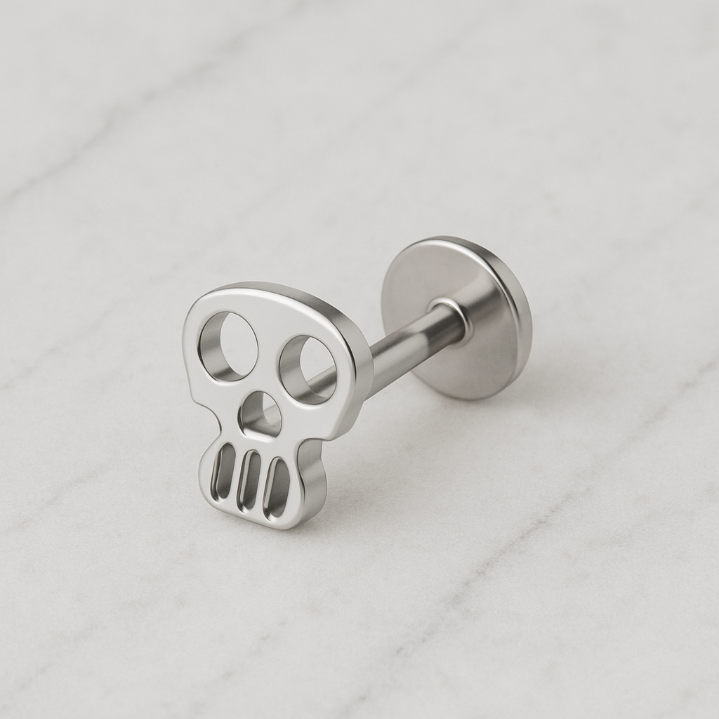 G23 Titanium Skull Internally Threaded Flatback Stud - Monster Piercing