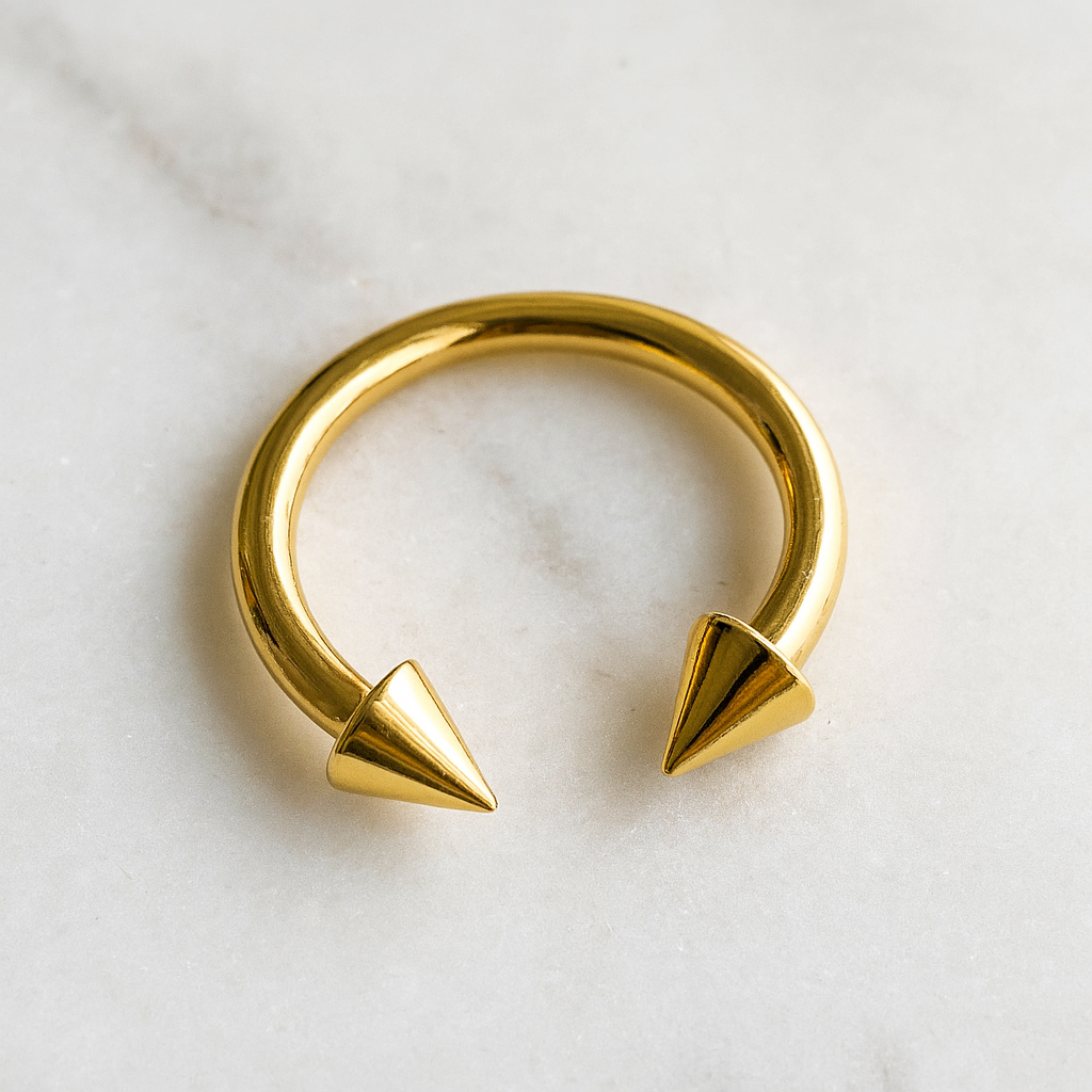 G23 Titanium Gold Anodised Circular Barbell with Cone - Monster Piercing