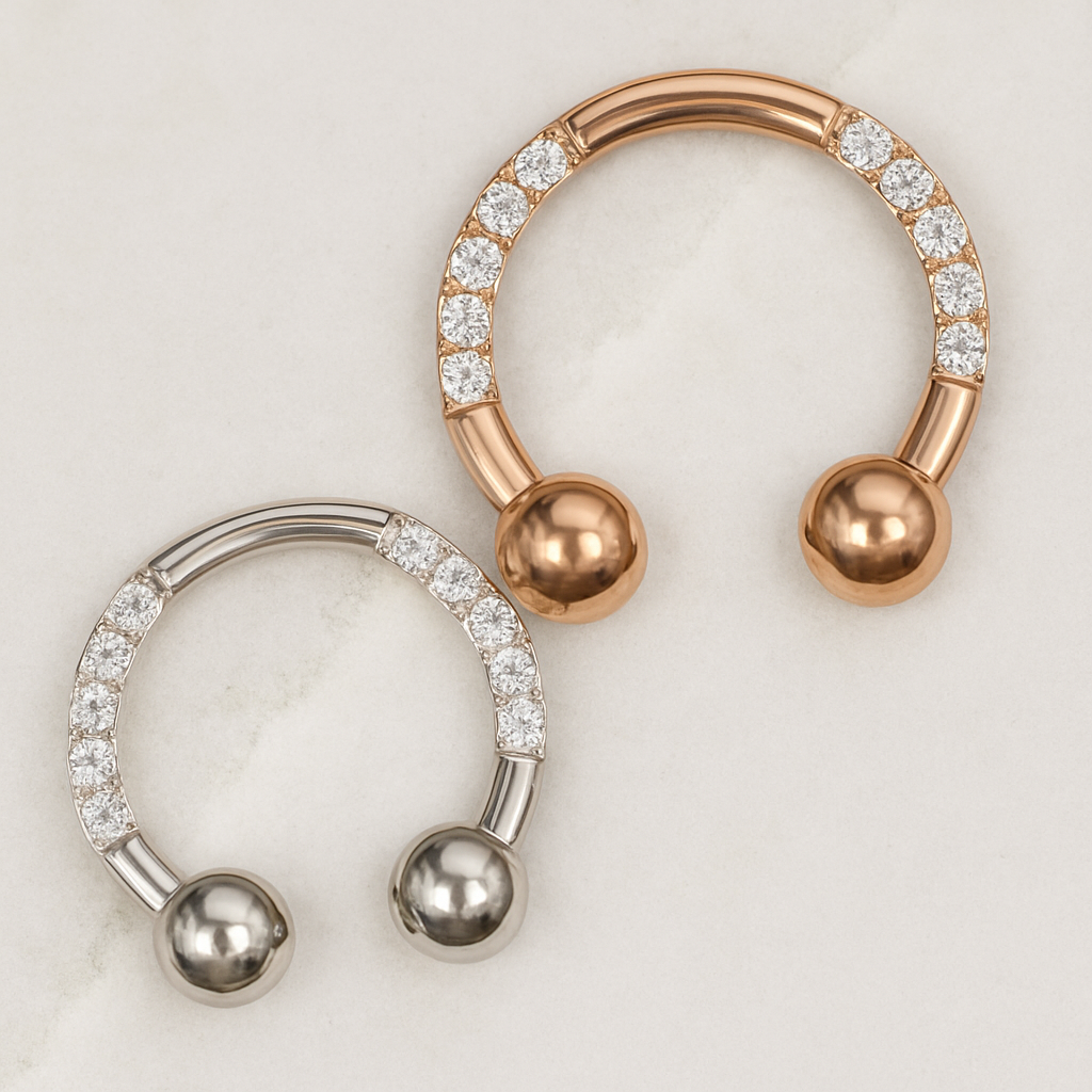 G23 Titanium Multi CZ Jewelled Circular Barbell with Ball - Monster Piercing