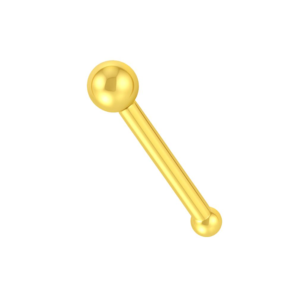 9K Gold Plain Bead Ball Top Nose Bone Stud - Monster Piercing