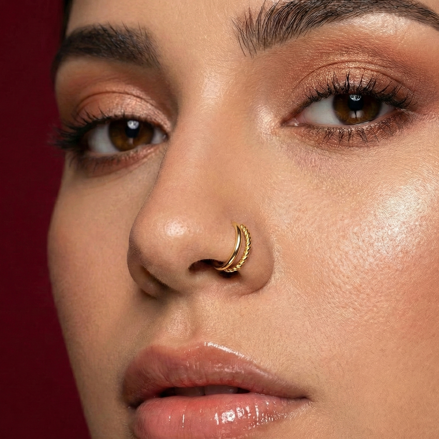 14K Gold Double Stack Hinged Segment Clicker Ring