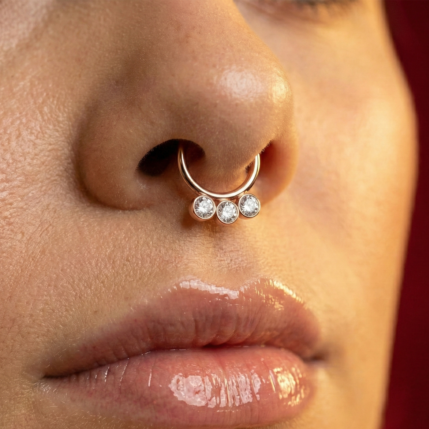 G23 Titanium and CZ Studded Hinged Segment Clicker Ring